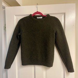 Sandro Paris Olive Merino Wool Cableknit Sweater